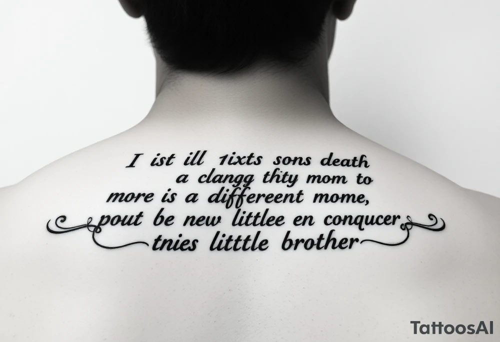 Quote about 1st sons death changing mom to be a different mother to his little brother tattoo idea