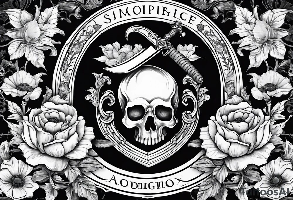 A book with a dagger surrounded by poppies tattoo idea