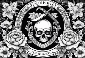 A book with a dagger surrounded by poppies tattoo idea