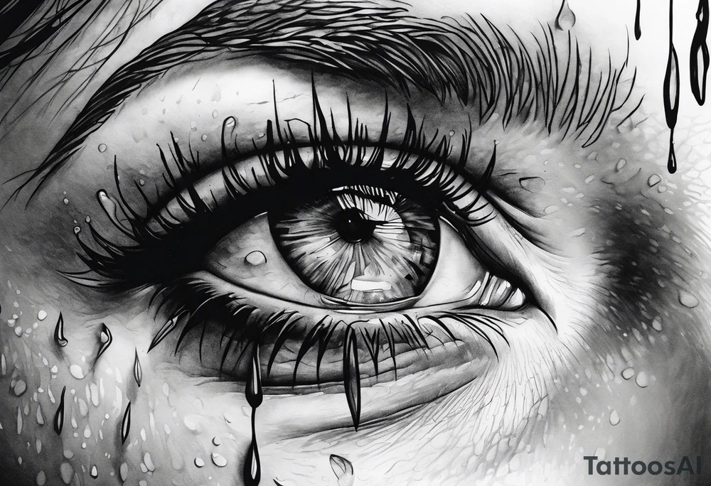 crying face with tears tattoo idea
