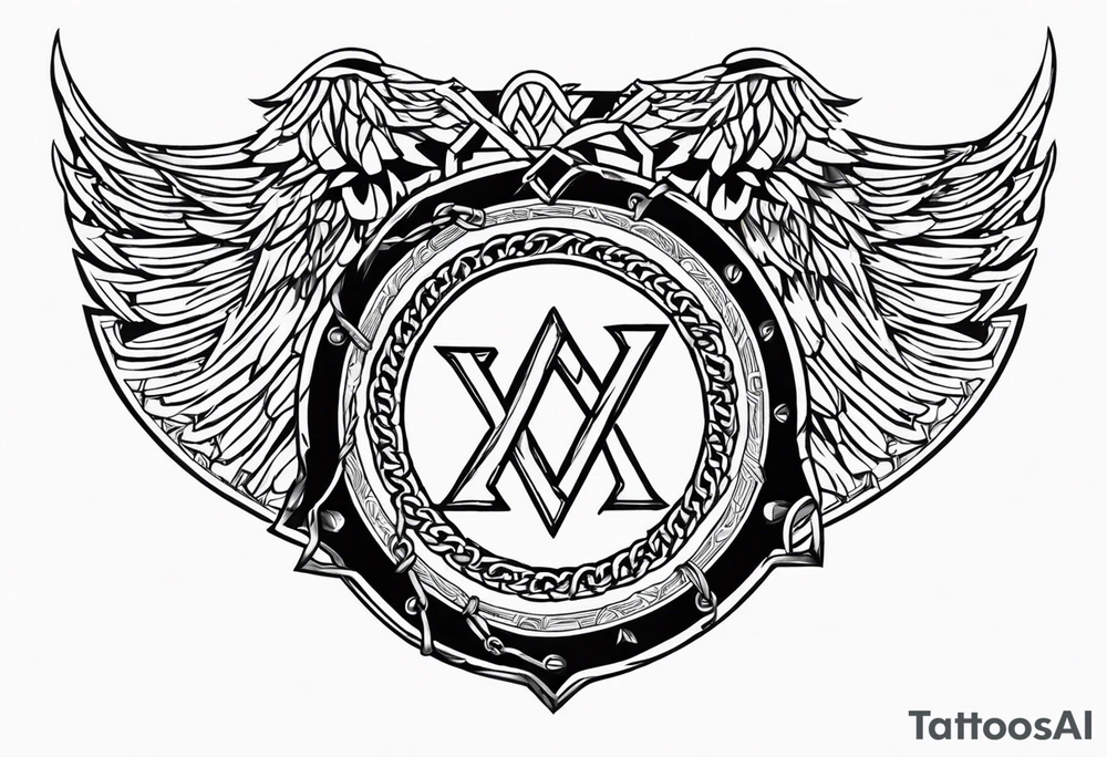Valhalla round shield axe
Valknut barbed wire chains tattoo idea Valhalla round shield axe
Valknut barbed wire chains tattoo idea