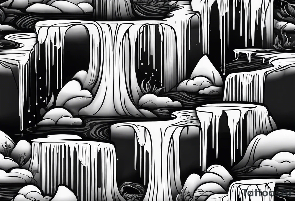 waterfall shower ice cubes tattoo idea