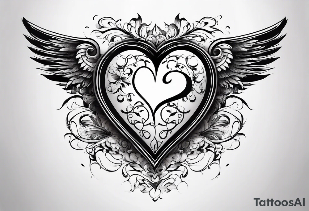 A heart in the form of the number 22 with wings tattoo idea