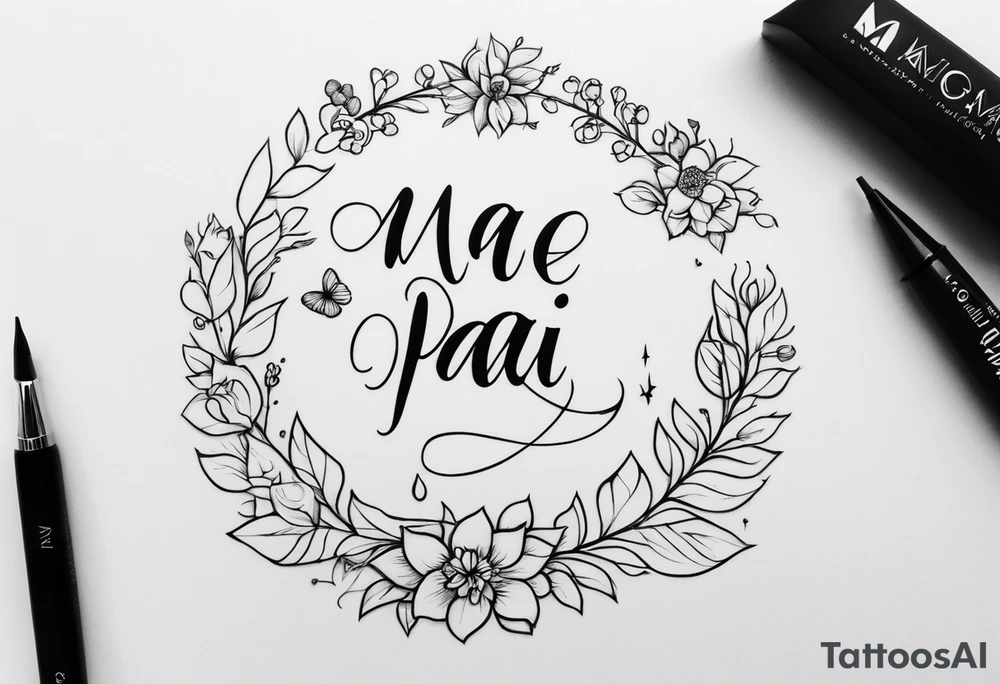 Tatuagem no braço letras mãe é pai tattoo idea