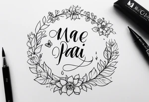 Tatuagem no braço letras mãe é pai tattoo idea