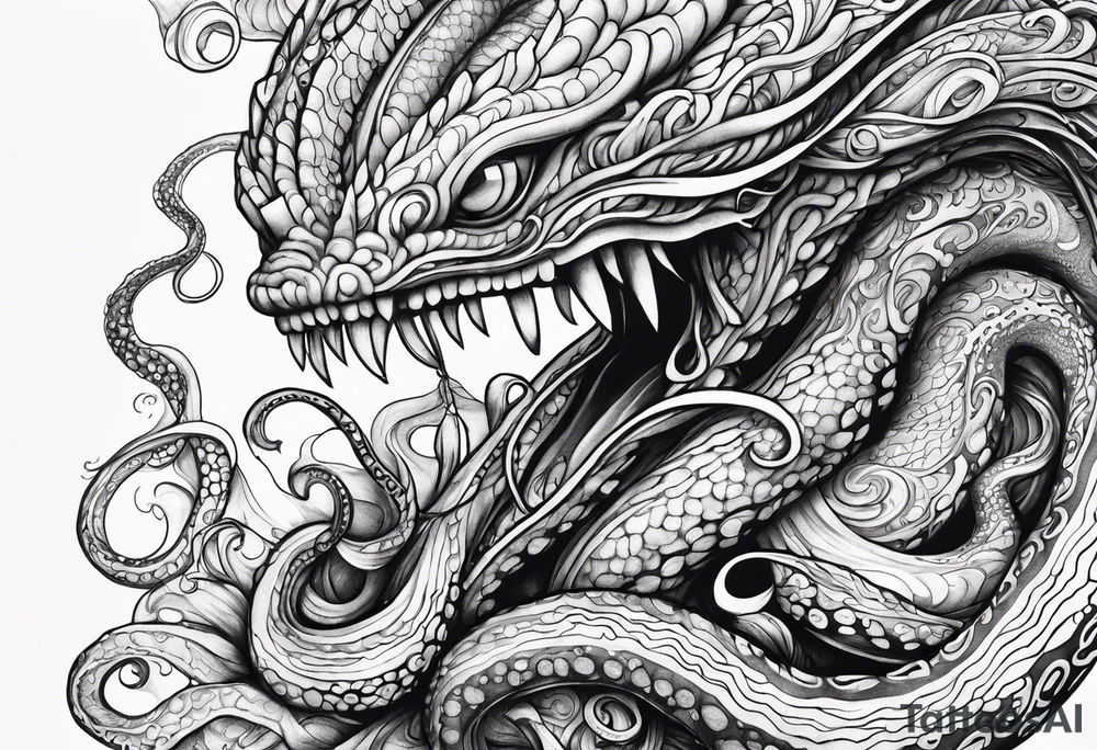 one outstretched tentacle tattoo idea