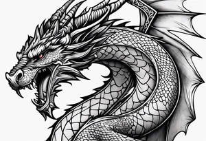 Medieval dragon climbing with a slight side profile tattoo idea