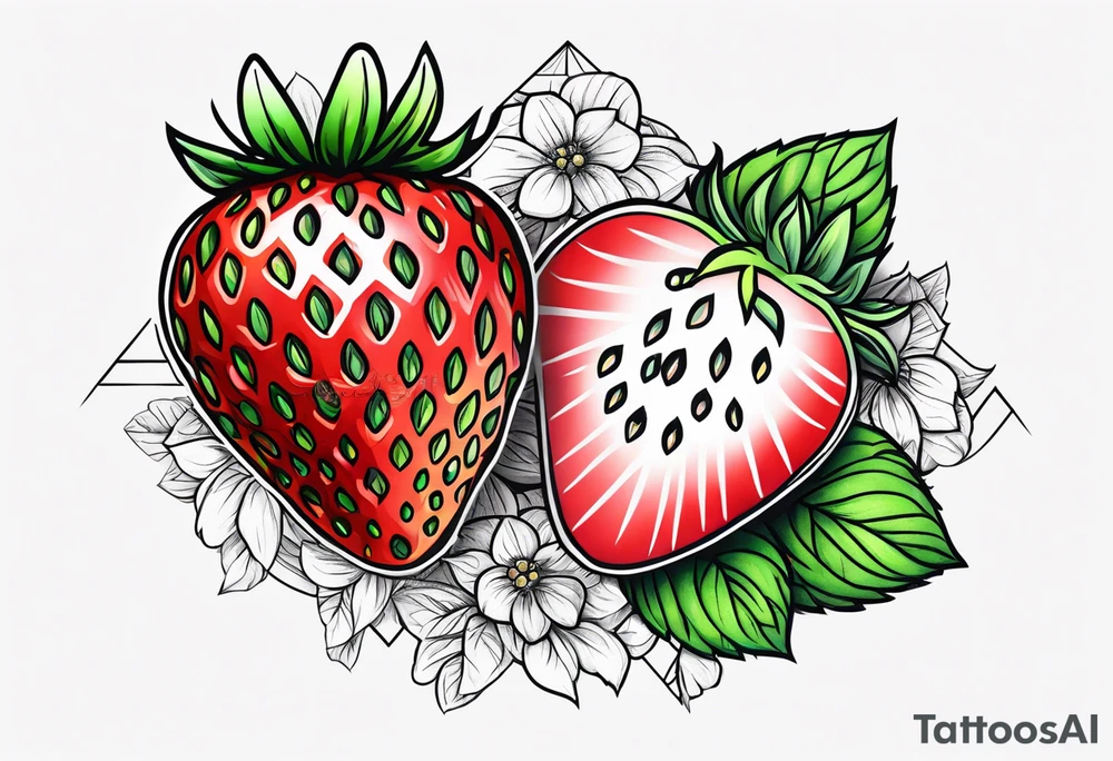 Individual Strawberry tattoo idea