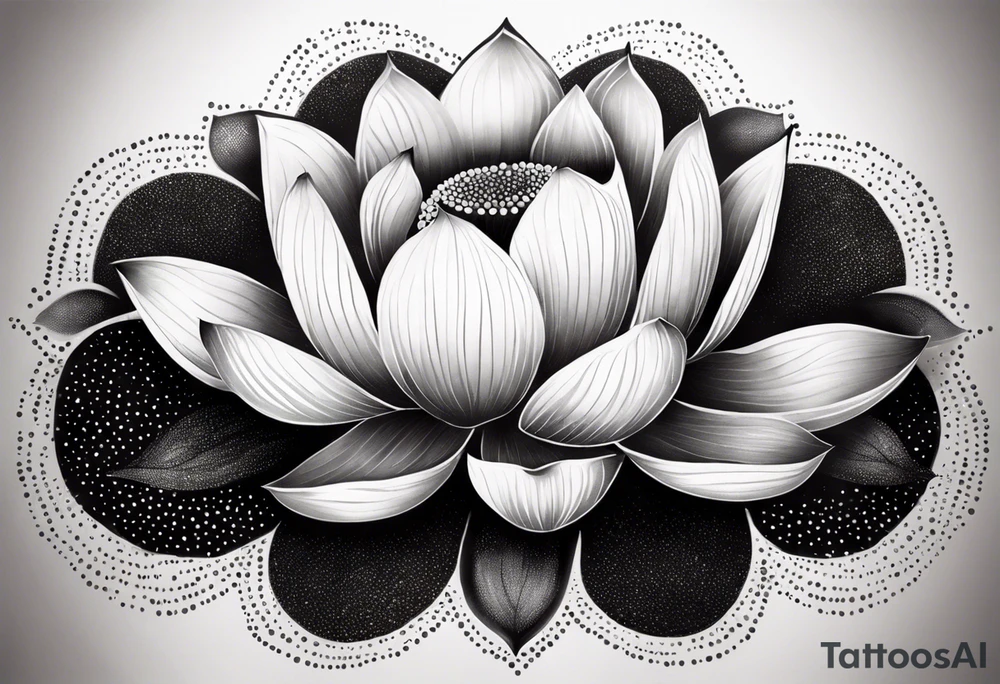 Vibrant lotus flower at night time tattoo idea