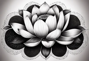 Vibrant lotus flower at night time tattoo idea