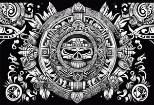 Aztec,gangster, mayan,guns,symbols tattoo idea