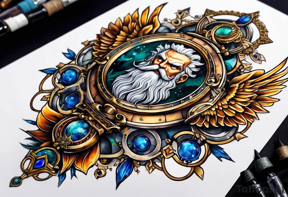 Steampunk zeus tattoo idea