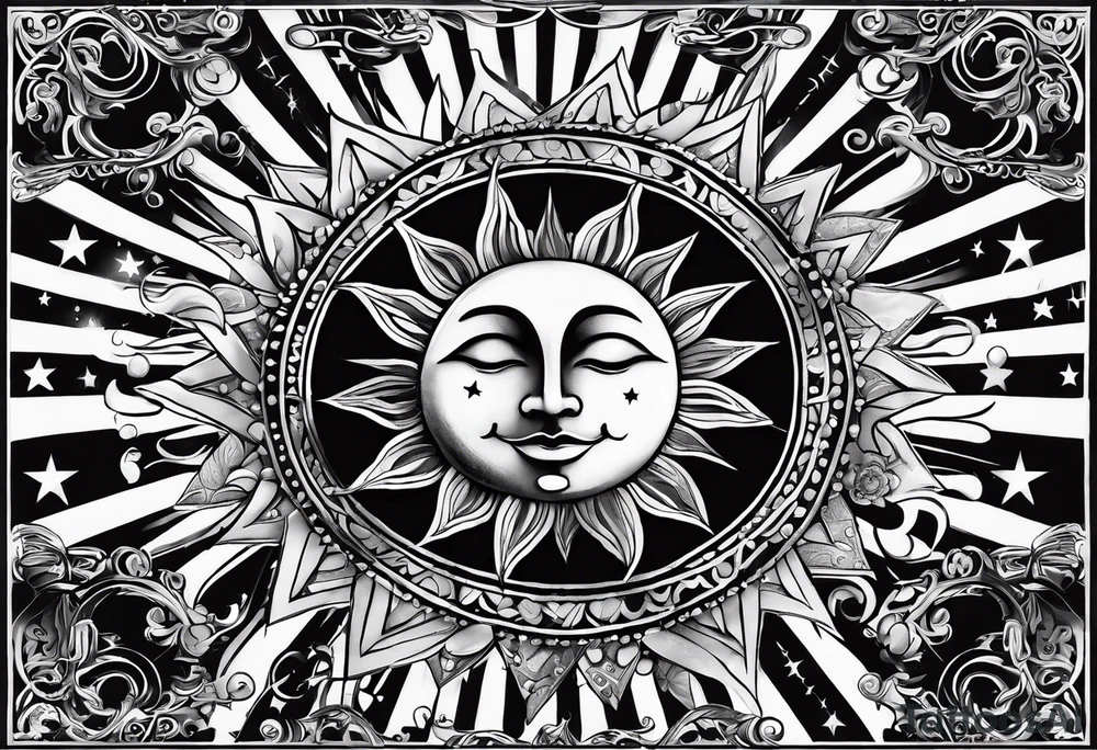 1 small sun, star, moon and the words, "My Blood, Your Blood, Our Blood" tattoo idea