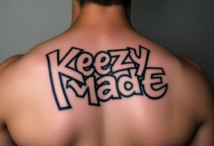Graffiti spray paint style big fat hollow bubble lettering as one  (KeezY MadE) tattoo idea