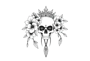 Mandala dream catcher with detailed beautiful gothic boho flowers on vine and skull with gorgeous crown tattoo idea