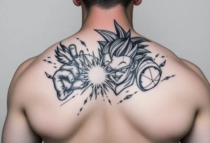 legendary dragonball z scene with energy aura and power effects tattoo idea