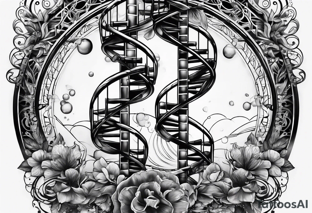 detailed DNA double helix artistic style tattoo idea