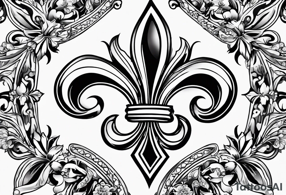 Fleur de lis with designs inside tattoo idea