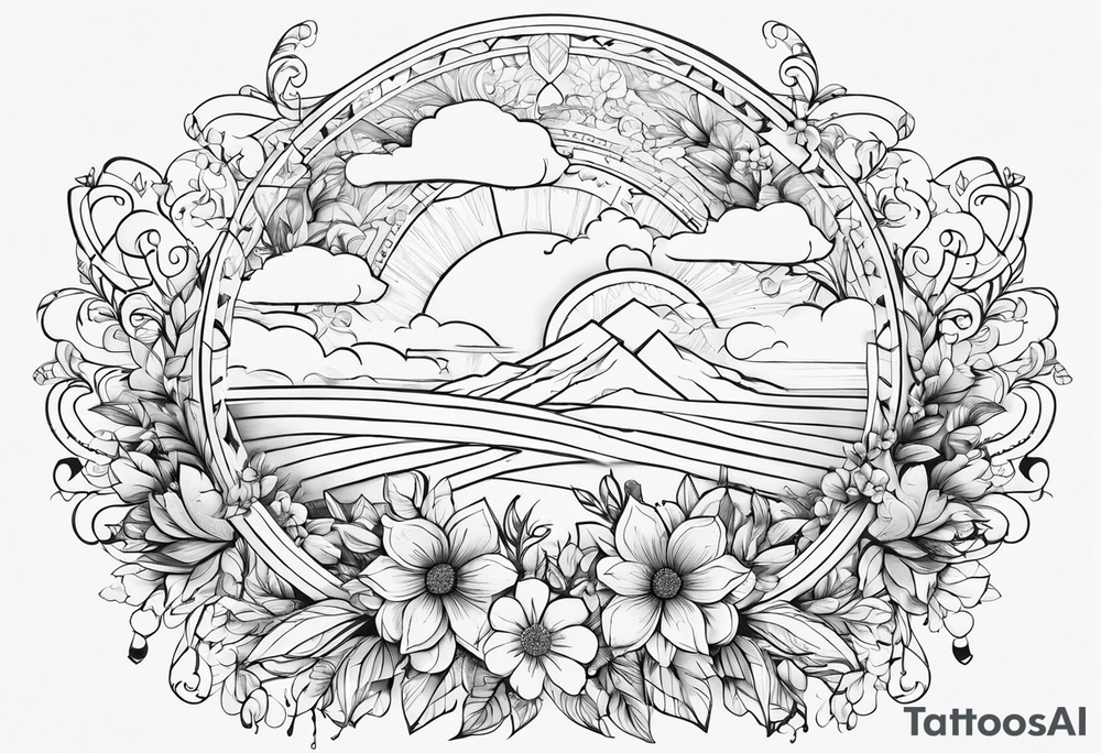 i want the words to be in script saying “the lord will stand with you and give you strength” with clouds and flowers around it tattoo idea