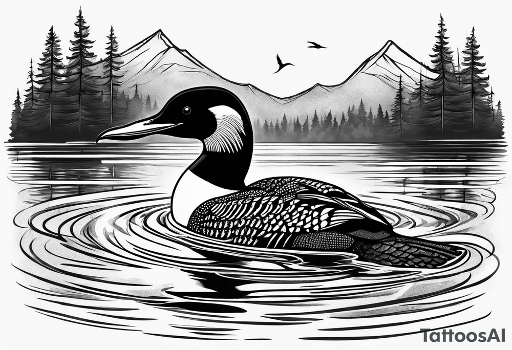 native loon swimming tattoo idea