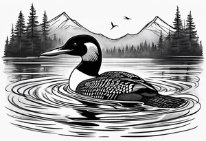 native loon swimming tattoo idea