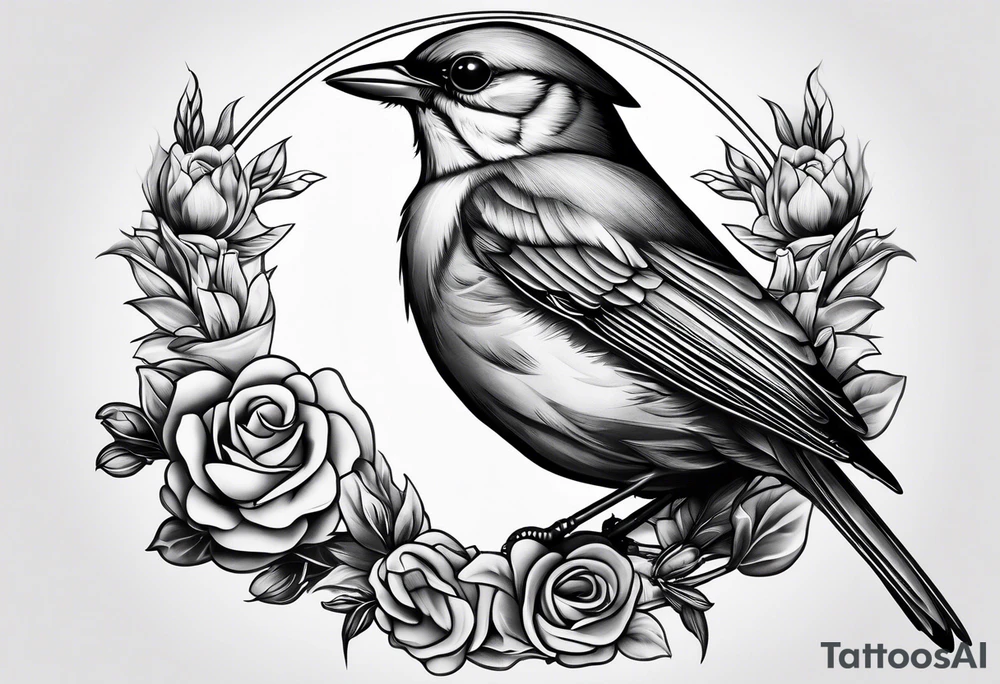 Nightingale bird with nurses cap cameo style tattoo idea