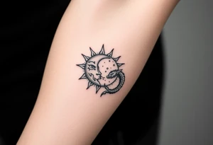 devilish sun and dragon moon in constellation with the universe tattoo idea