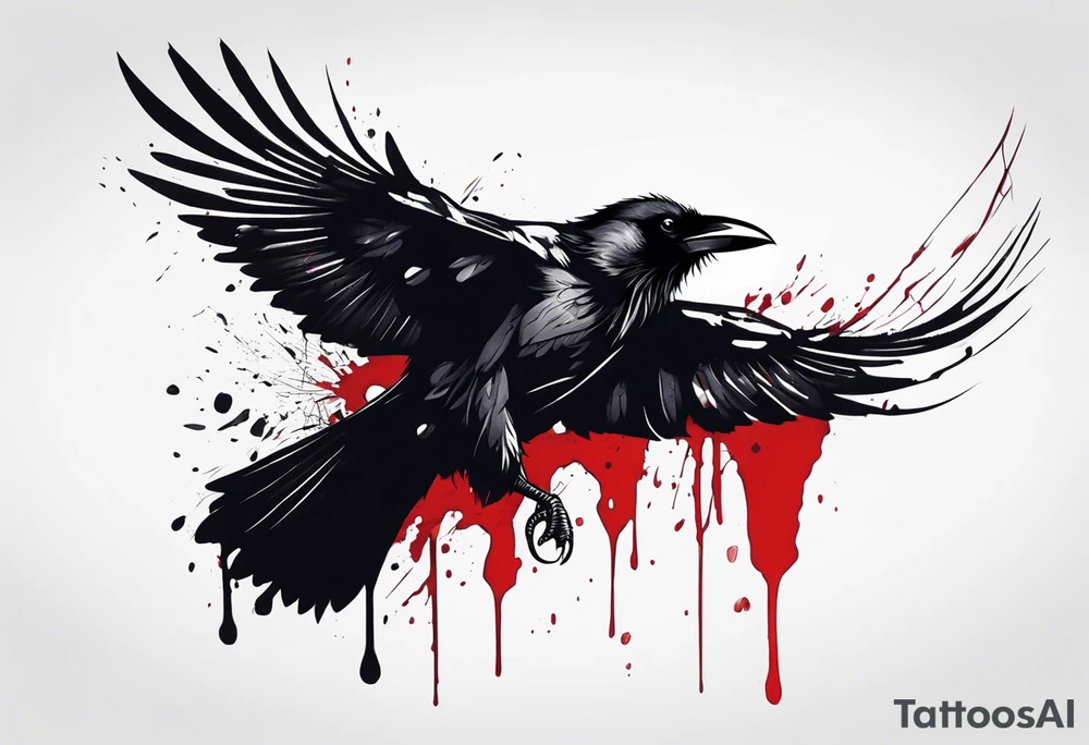 a black raven dripped in blood tattoo idea