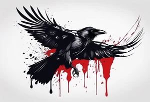 a black raven dripped in blood tattoo idea