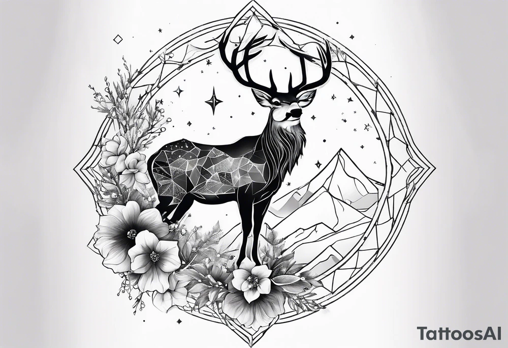 Constellation, animal snow , géométric , flower tattoo idea