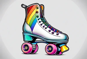 rainbow striped roller skates tattoo idea