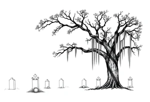 Laurel oak with Spanish moss in a cemetery tattoo idea