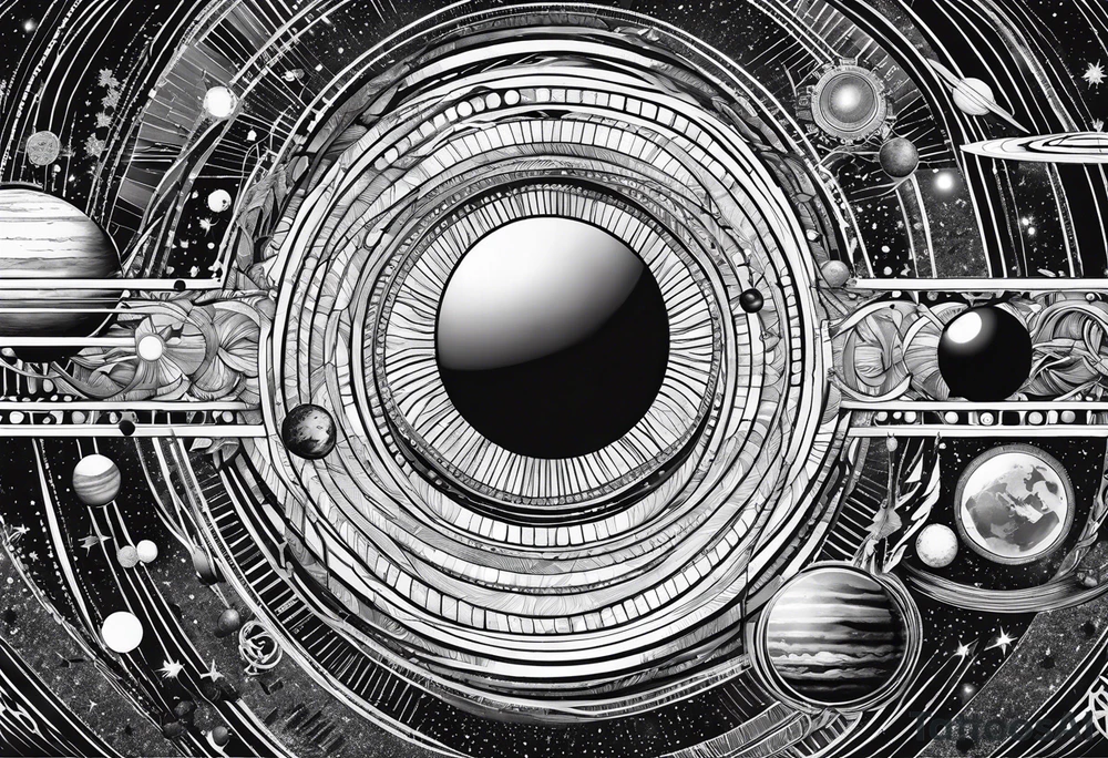 solar system stretched out vertically tattoo idea