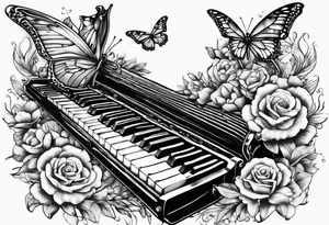 Saxophone, butterfly, rainbow, keyboard tattoo idea