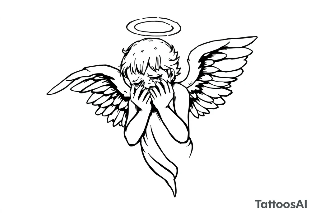 odd crying angel tattoo idea