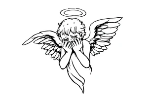 odd crying angel tattoo idea
