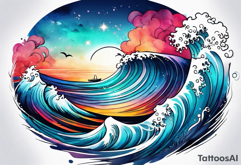 dainty wave tattoo idea