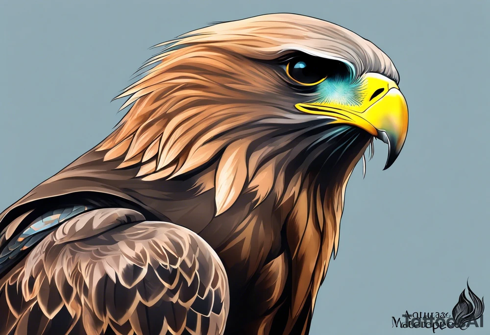 I want a tattoo for my daughter, her name is Daya which means black kite. I also love natur and I'm a climate change activist. Make the black kite soft, little more child like. For small tattoo. Lass details. Add climate element's. Colorfull and happy tattoo idea