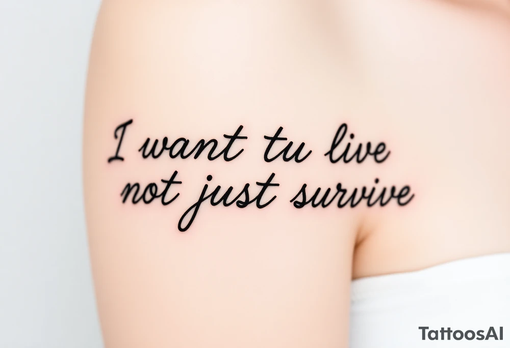 I wan't to live, not just survive in cursive tattoo idea