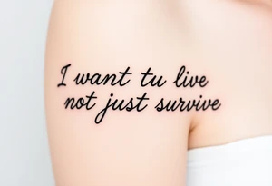 I wan't to live, not just survive in cursive tattoo idea