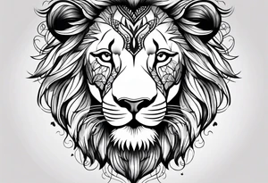 Lion face half face delicate tattoo idea