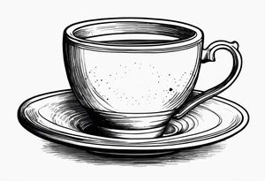 The outside should look like a stamp. So a stylus edge and a square and on the inside there should be a drawing of a Turkish teacup, i.e. a chai.
Der rand ist wichtig die Tasse muss im Viereck sein tattoo idea