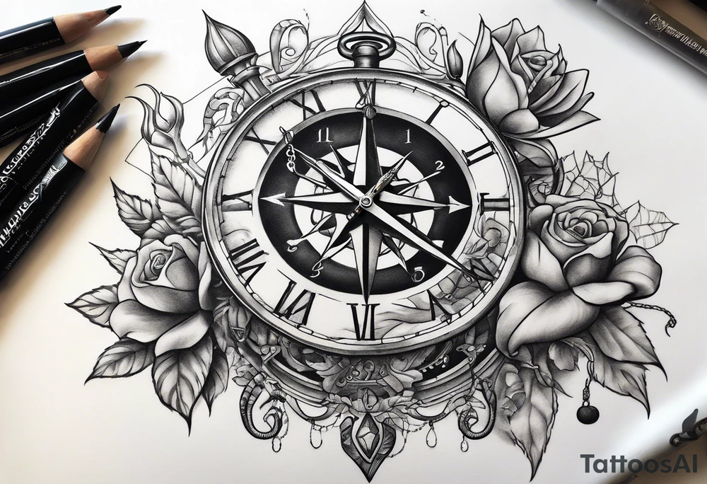 Scorpion, clock, compass, anchor tattoo idea