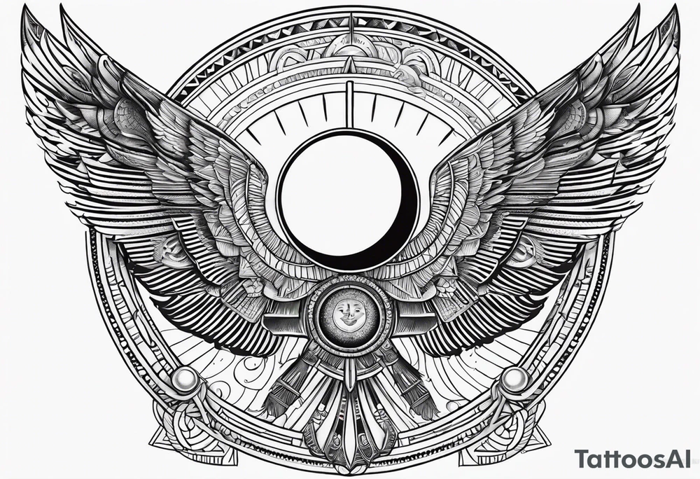 Egyptian winged sun, solar eclipse tattoo idea