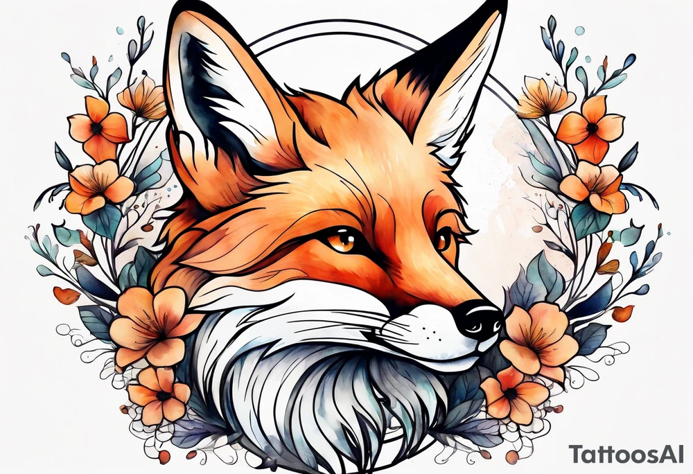 Watercolor fox tattoo idea