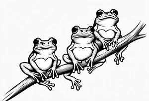 3 frogs on a branch tattoo idea