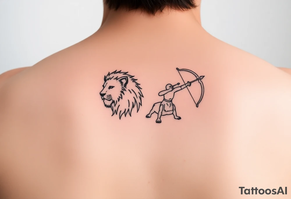 Leo zodiac sign and Sagittarius together tattoo idea