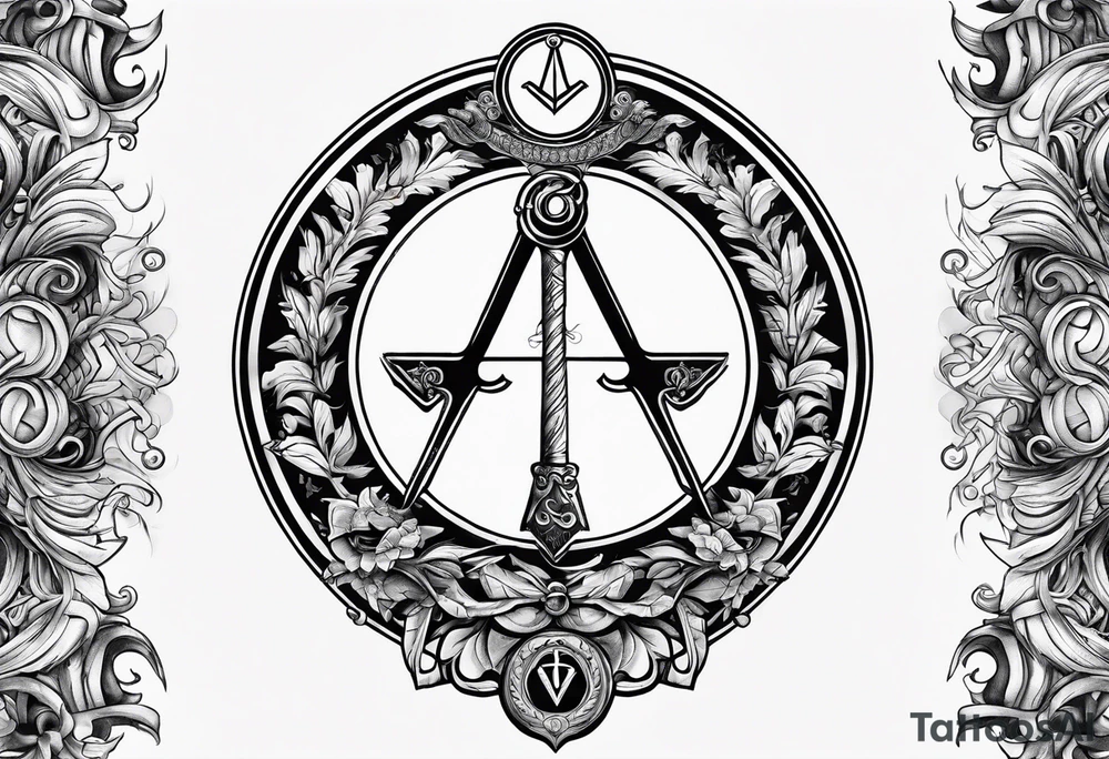 Masonic staff of caduceus tattoo idea