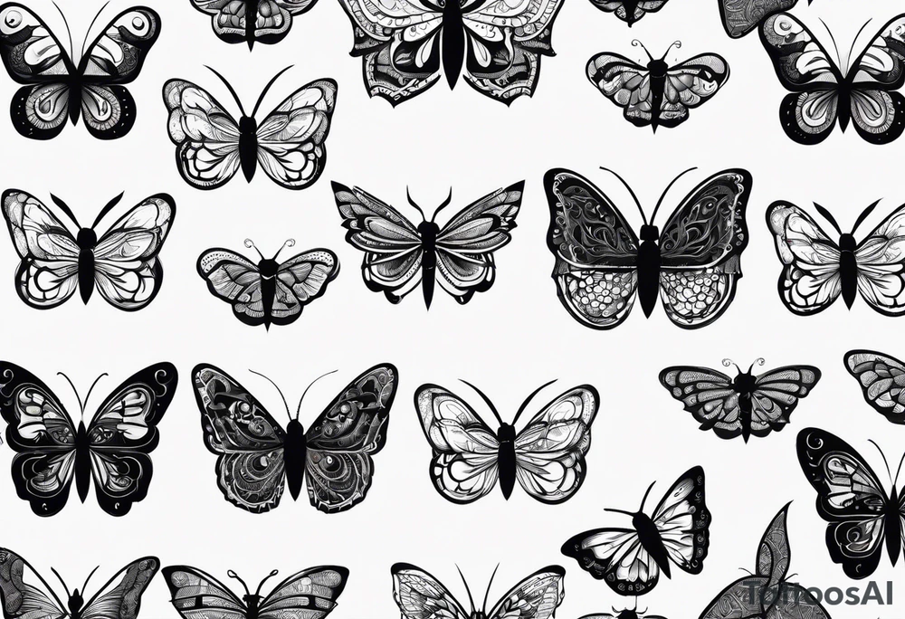 dark moth little pattern tattoo idea