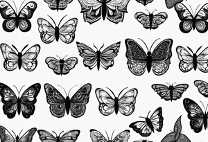 dark moth little pattern tattoo idea